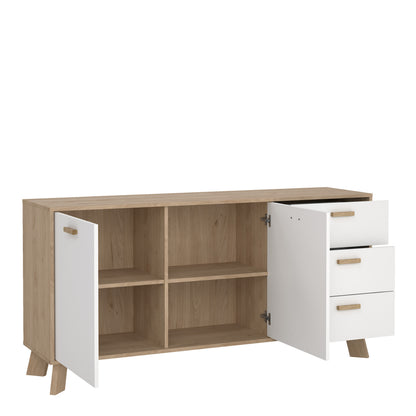 Isla Sideboard 2 Doors + 3 Drawers in Jackson Hickory and White