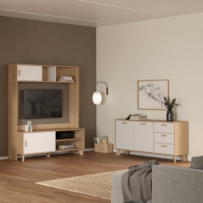 Isla Sideboard 2 Doors + 3 Drawers in Jackson Hickory and White