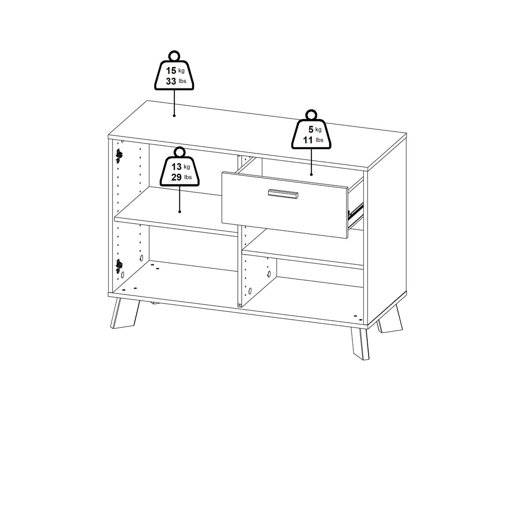 Isla Sideboard 2 Doors + 1 Drawer in Jackson Hickory and White