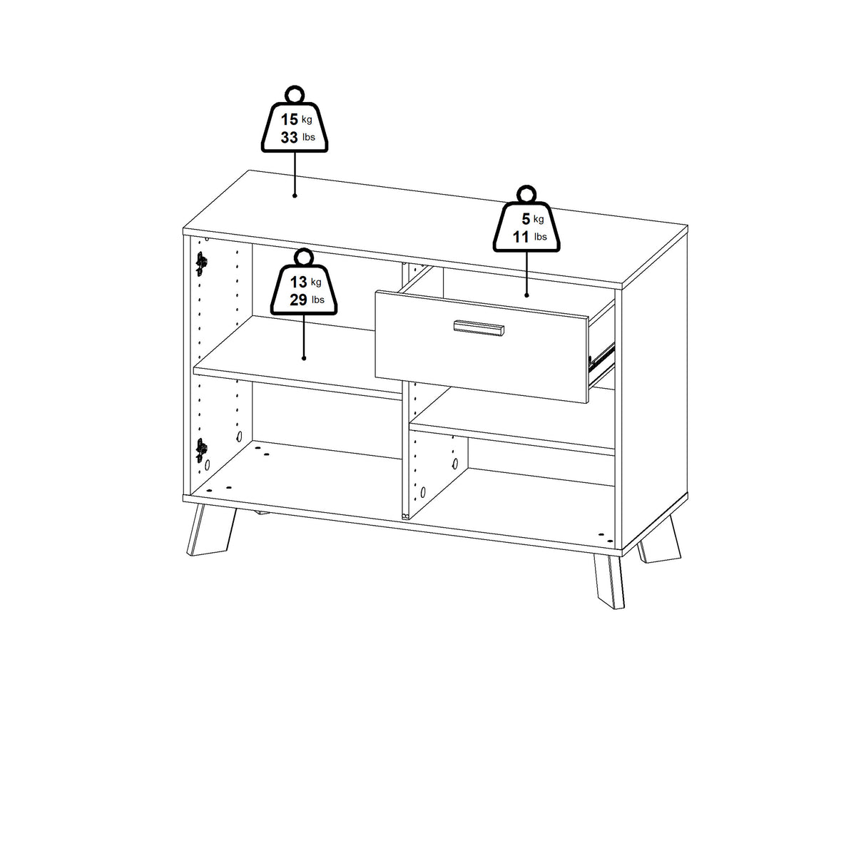 Isla Sideboard 2 Doors + 1 Drawer in Jackson Hickory and White