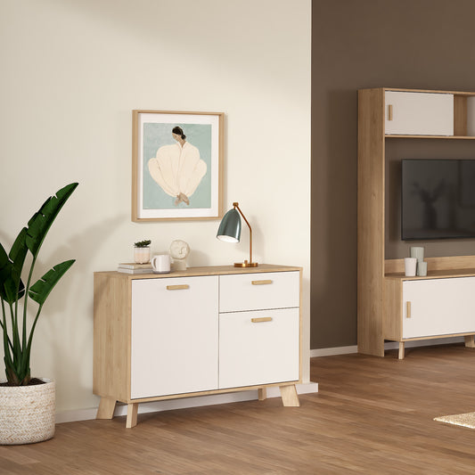 Isla Sideboard 2 Doors + 1 Drawer in Jackson Hickory and White
