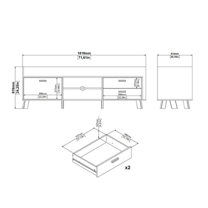 Isla TV-unit with 1 Door + 2 Drawers in Jackson Hickory and White