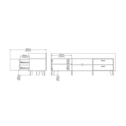 Isla TV-unit with 1 Door + 2 Drawers in Jackson Hickory and White