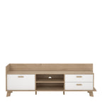 Isla TV-unit with 1 Door + 2 Drawers in Jackson Hickory and White