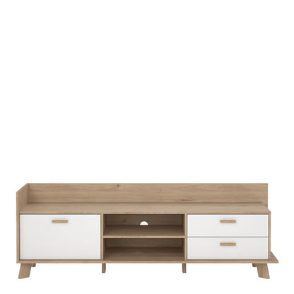 Isla TV-unit with 1 Door + 2 Drawers in Jackson Hickory and White