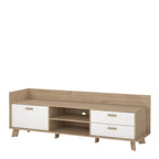 Isla TV-unit with 1 Door + 2 Drawers in Jackson Hickory and White