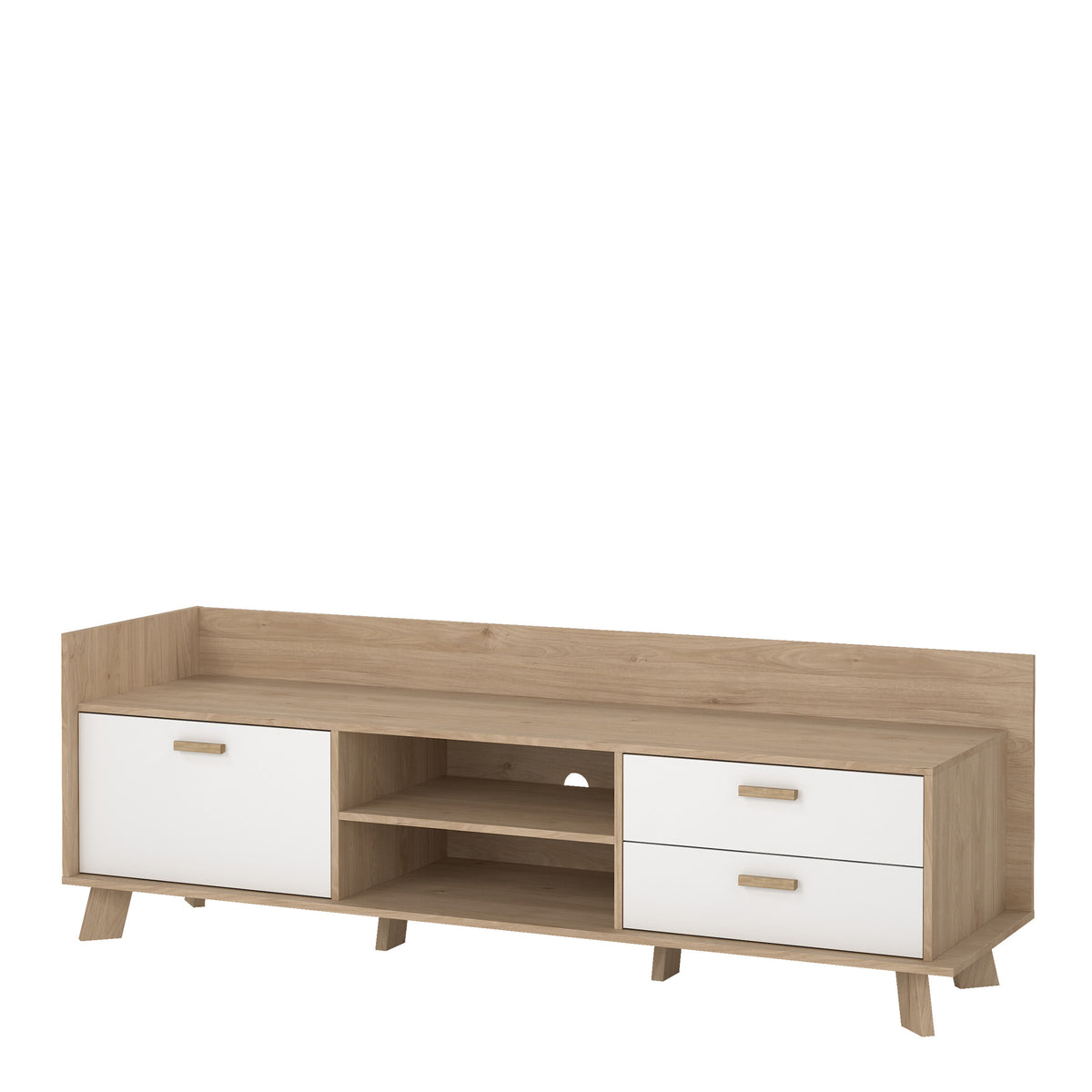 Isla TV-unit with 1 Door + 2 Drawers in Jackson Hickory and White