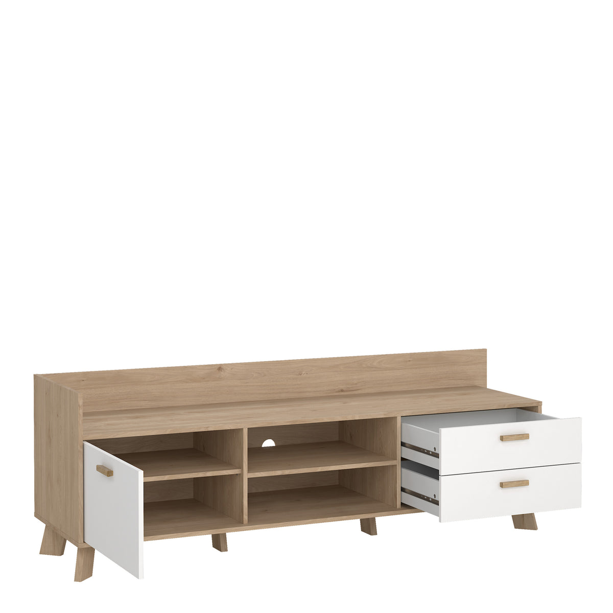 Isla TV-unit with 1 Door + 2 Drawers in Jackson Hickory and White