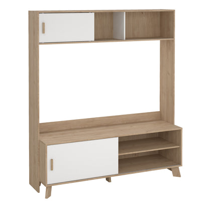 Isla TV-Wall Unit with 2 Sliding Doors in Jackson Hickory and White