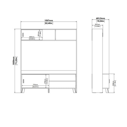 Isla TV-Wall Unit with 2 Sliding Doors in Jackson Hickory and White