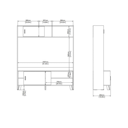 Isla TV-Wall Unit with 2 Sliding Doors in Jackson Hickory and White