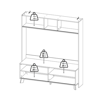 Isla TV-Wall Unit with 2 Sliding Doors in Jackson Hickory and White