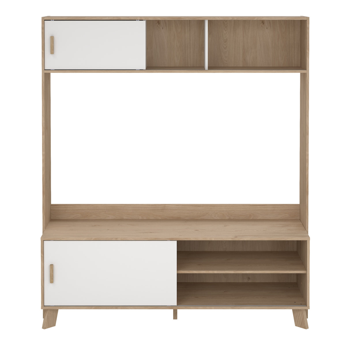 Isla TV-Wall Unit with 2 Sliding Doors in Jackson Hickory and White