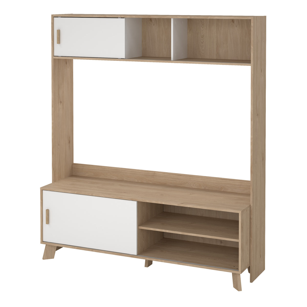 Isla TV-Wall Unit with 2 Sliding Doors in Jackson Hickory and White