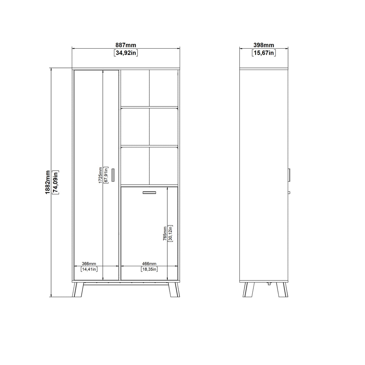 Isla China Cabinet 2 Doors in Jackson Hickory and White
