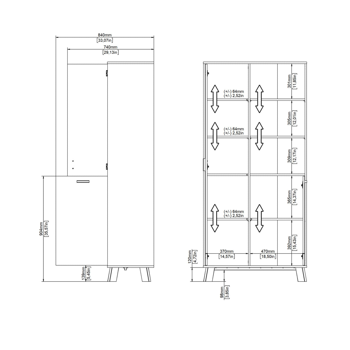Isla China Cabinet 2 Doors in Jackson Hickory and White