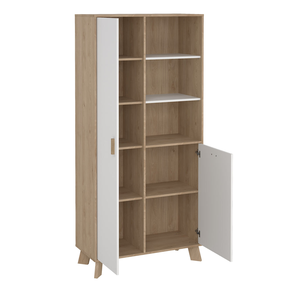 Isla China Cabinet 2 Doors in Jackson Hickory and White