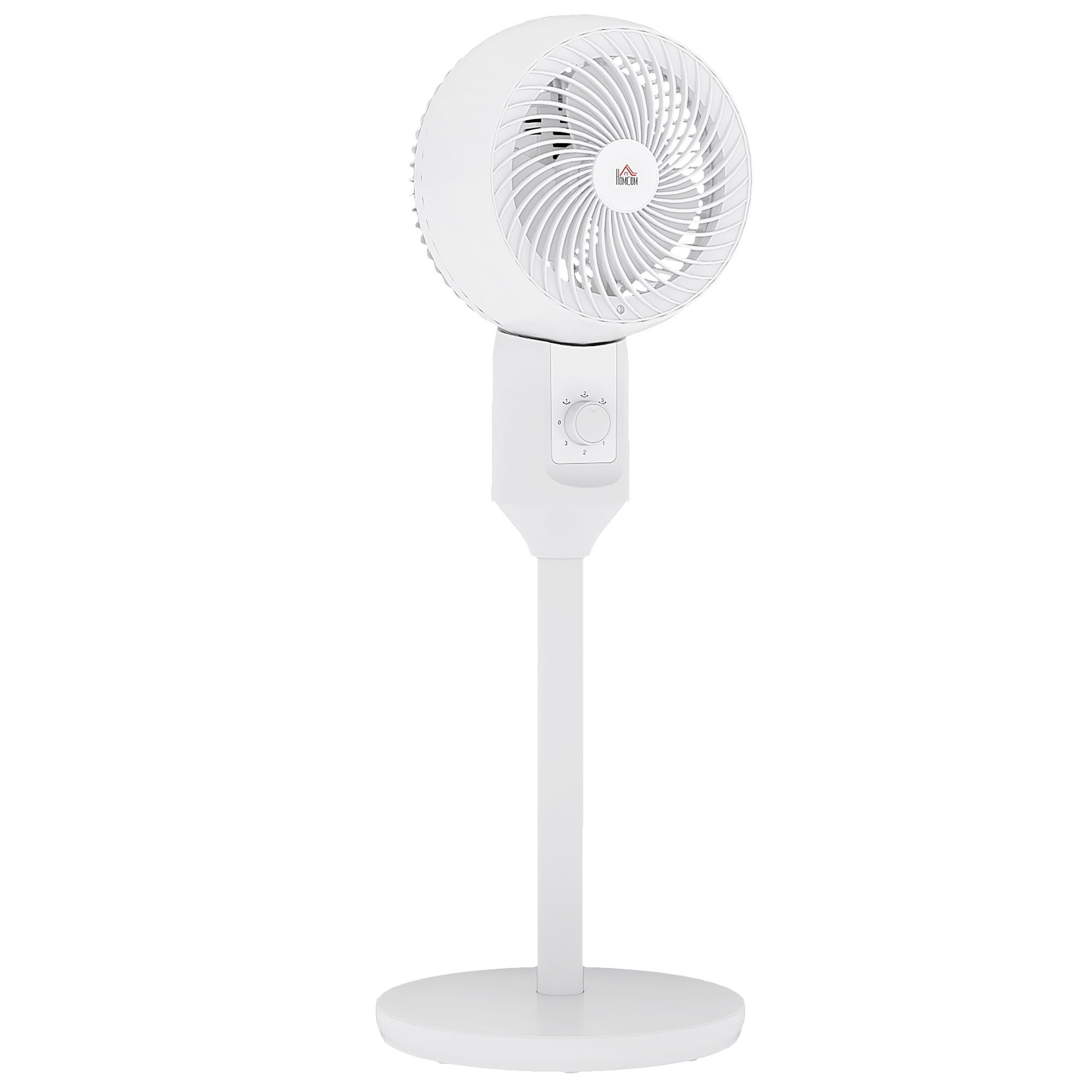 32" Pedestal Fan, 70° Oscillating 90° Vertical Tilt Air Circulator with 3 Speeds, Standing Fan for Home Office, Bedroom, White
