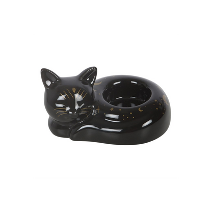 Black Cat Magick Curled Cat Tealight Holder
