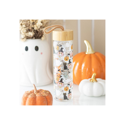 Groovy Ghost Print Glass Water Bottle