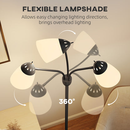 Arc Tree Floor Lamp with 3 Adjustable Rotating Lights and 3000K/4500K/6500K Colour Temperatures, Industrial Standing Lamp with Steel Frame for Bedroom Living Room, 155cm, Black