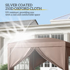Outsunny 3 x 3 m Pop Up Gazebo, Wedding Party Canopy Tent Marquee with Carry Bag and Windows, Coffee