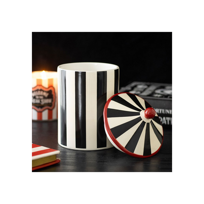 Black Striped Circus Tent Storage Jar