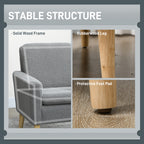 HOMCOM Armchair, Upholstered Accent Chair with Wood Legs and Wide Padded Seat, Teddy Occasional Chair, Grey