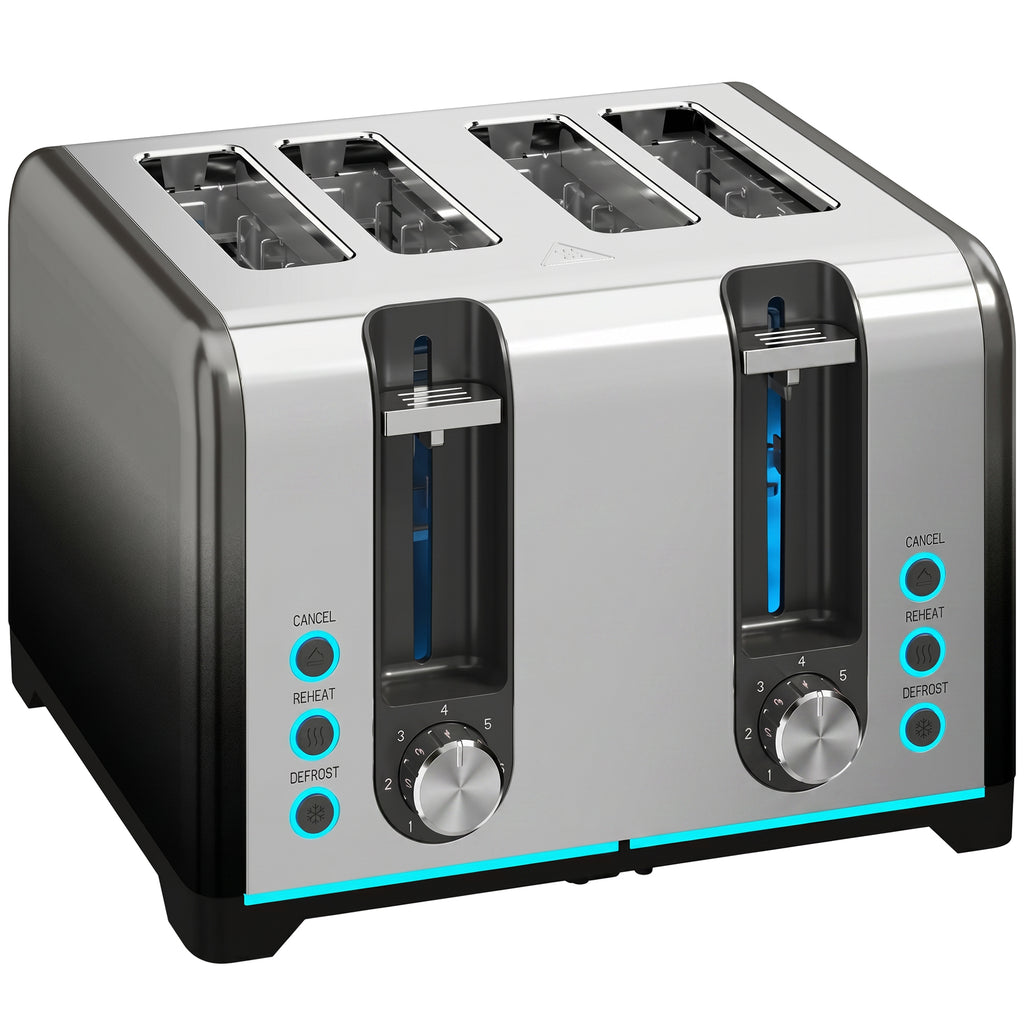 4 Slice Toaster with 7 Browning Levels, Reheat, Defrost and Cancel Functions