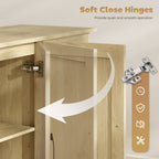HOMCOM Sideboard with 2 Drawers Modern Storage Cabinet, Kitchen Cupboard with Adjustable Shelf and 3 Doors Natural