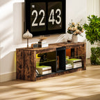 TV Stand Cabinet with LED Lights and Remote Control for TVs up to 65", Entertainment Centre with Storage Shelves and Compartment, Rustic Brown