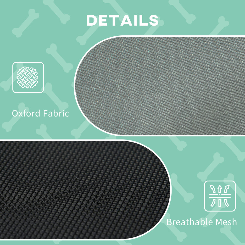 PawHut Outdoor Dog Bed with Removable Canopy, Portable Raised Dog Bed for Camping, Garden & Beach, Water-Resistant UV-Protection Mesh Pet Cot Sun Lounger, for Small Pets, 61 x 46 x 62 cm, Grey
