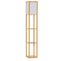 3-Tier Floor Lamp with Shelves and Storage, Modern Corner Standing Lamp with Lampshade, Reading Light with Foot Switch for Living Room, Bedroom, Home Office, Bulb not Included, Natural