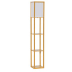 3-Tier Floor Lamp with Shelves and Storage, Modern Corner Standing Lamp with Lampshade, Reading Light with Foot Switch for Living Room, Bedroom, Home Office, Bulb not Included, Natural