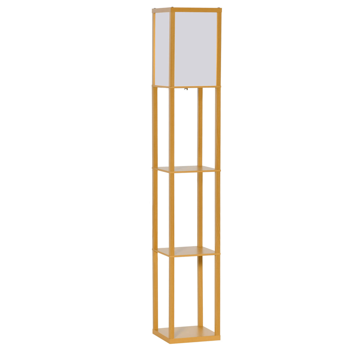 3-Tier Floor Lamp with Shelves and Storage, Modern Corner Standing Lamp with Lampshade, Reading Light with Foot Switch for Living Room, Bedroom, Home Office, Bulb not Included, Natural