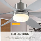 Set of 2 Reversible Ceiling Fan with Light, 6 Blades Indoor Modern Mount LED Lighting Fan with Remote Controller, for Bedroom, Living Room, Silver