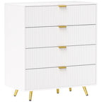 HOMCOM Elegant Four-Drawer Bedside Table - White