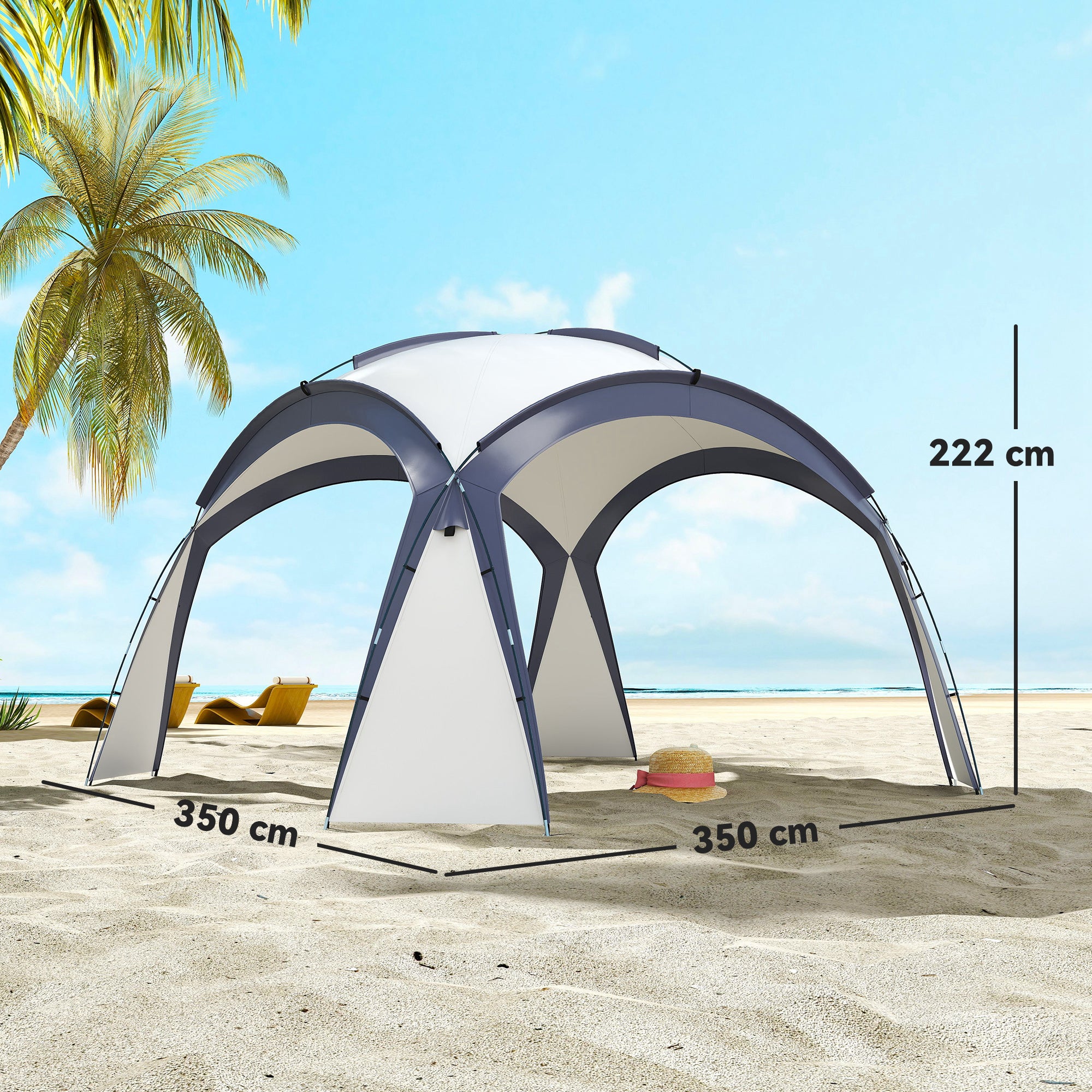 Outsunny Gazebo Party Tent, 3.5x3.5m-Cream/Blue