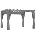 Outsunny 3.6 x 3(m) Outdoor Pergola Gazebo with Retractable Canopy and Curtains Garden Sun Shade, Dark Grey