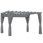 Outsunny 3.6 x 3(m) Outdoor Pergola Gazebo with Retractable Canopy and Curtains Garden Sun Shade, Dark Grey