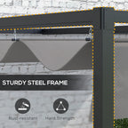 Outsunny 3 x 4m Lean To Steel Pergola with Moving Fabric Canopy - Dark Grey