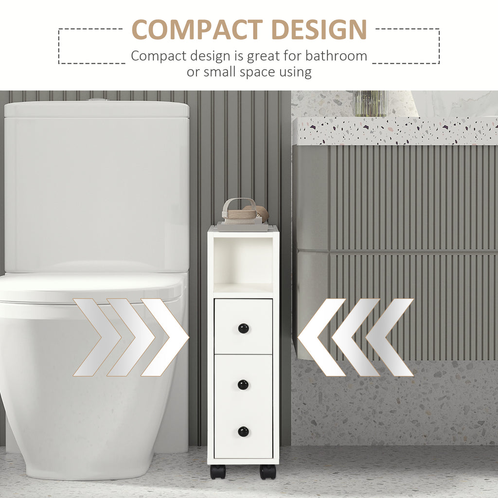 kleankin Slimline Bathroom Storage Cabinet - White