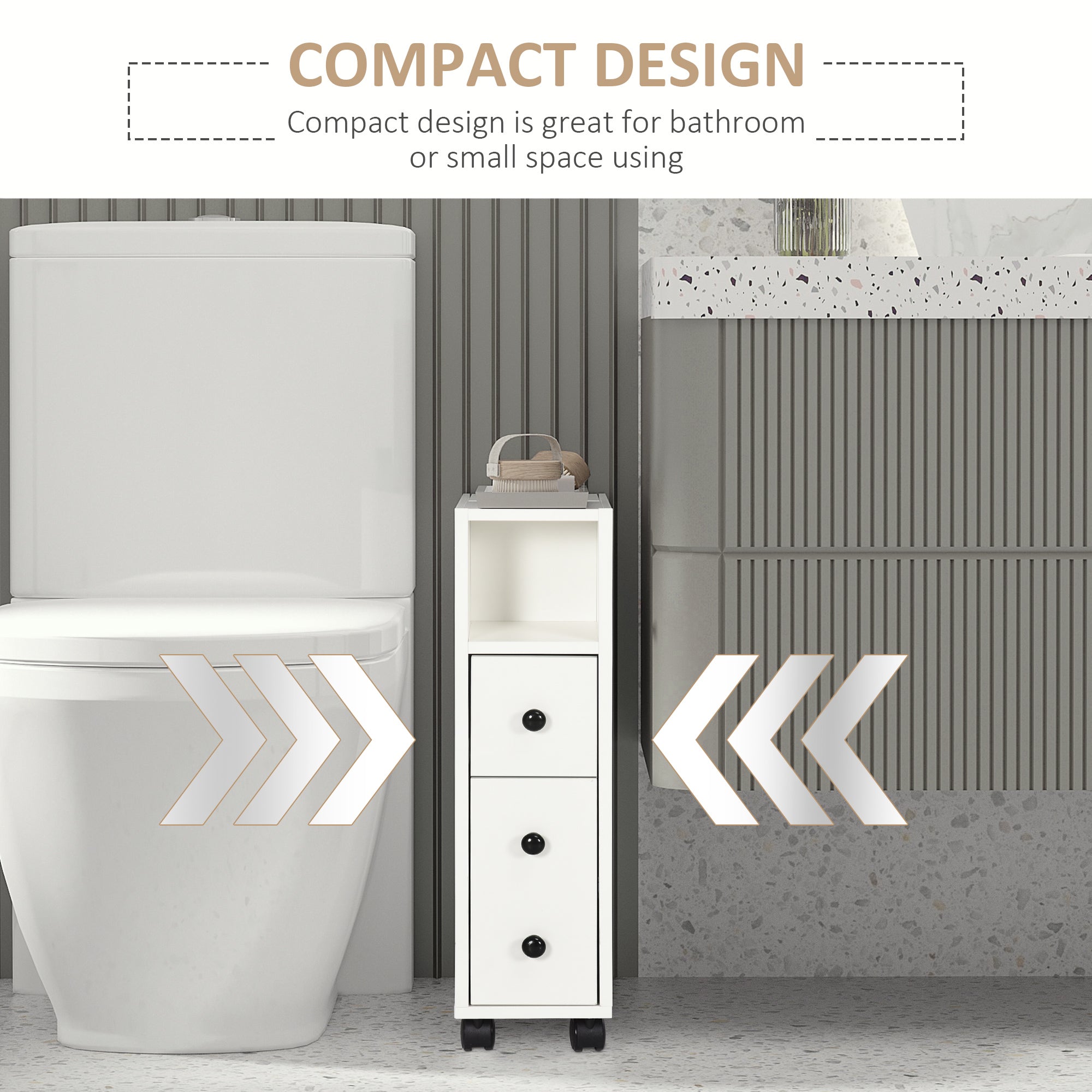 kleankin Slimline Bathroom Storage Cabinet - White
