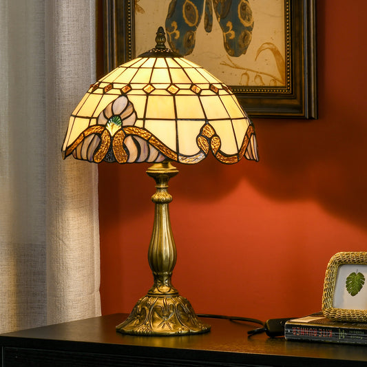 Tiffany Stained Glass Table Lamp, Handmade Antique Bedside Lamp, Decorative Night Light for Bedroom, Living room, Home, Nightstand