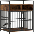 PawHut Dog Crate Furniture, Dog Cage with Rotatable Feeding Station and Storage Shelves, End Side Table Indoor Pet Kenne