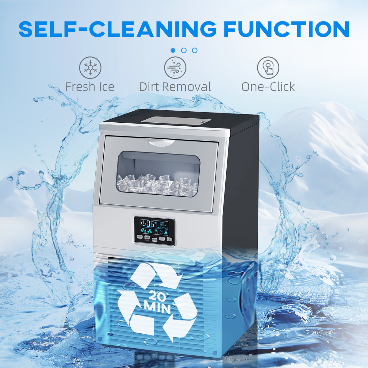 Commercial Ice Maker with 4kg Ice Storage - Silver Tone