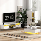HOMCOM High Gloss Sideboard, Display Cabinet with 16-Colour RGB LED Lights and Remote Control, Modern Storage Cupboard with Glass Doors and Shelves for Living Room, Dining Room, Kitchen, White