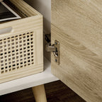 TV Unit Cabinet for TVs up to 50 Inches, TV Stand with Storage Cabinets and Drawer for Living Room and Bedroom, Natural