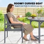 Outsunny 5 Pieces Garden Dining Set with Parasol Hole, Round Outdoor Table and Chairs, 4 Seater Wooden Garden Furniture, Grey