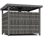 Outsunny Outdoor Rattan Wicker Coffee Table w/ Umbrella Hole Suitable for Garden Garden